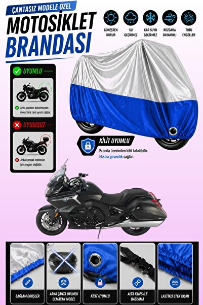 Cemku Twin غطاء محرك متوافق مع BMW K 1600 Bagger باللون الرمادي من الأعلى وال...