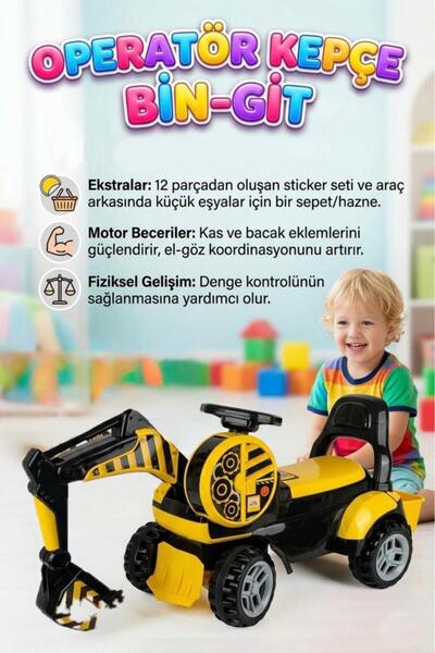 Tıfıl Toys Bin Git Kepçe! Binilebilir Manuel Kontrol Edilebilir Kepçeli 12 Pa...