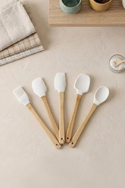 Kitchen Life 4-Piece Silicone and Acacia Handle Kitchen Utensil Set - Spatula...