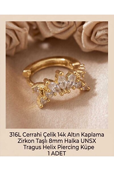 Lunexa 316L Cerrahi Çelik Altın Kaplama Kararmaz Alerji Yapmaz Zirkon Taş Fig...