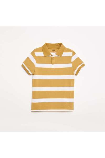 KIABI Short-Sleeved Cotton Piqué Polo Shirt Beige