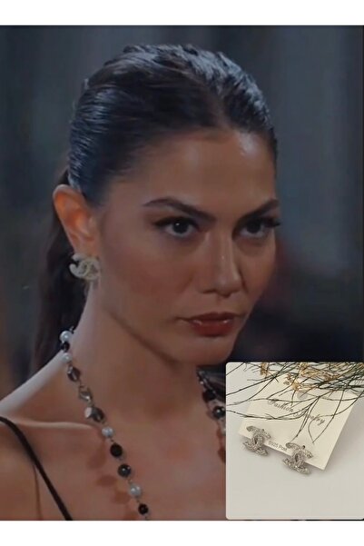 mibrillo Marka muadili taşlı gümüş küpe ( Demet Özdemir küpe )