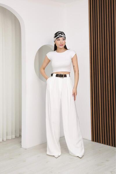 Diyagonel Modal Pileli Premium Pantolon