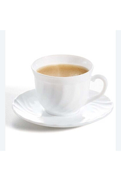 dealshopromania Set de 6 cești de cafea cu farfurioare 190 ml Alb Opal Rezistent la Căldură – Set elegant de 12 piese pentru cafea și ceai