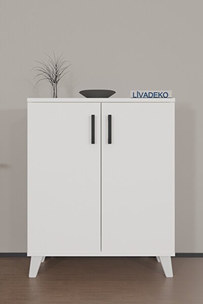 Livadeko Minimalist Ayakkabılık Dolap 4 Raflı | 2 Kapaklı Çok Amaçlı Dolap Ay...
