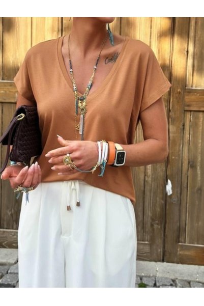 MİRVE BUTİK V-Neck Basic Tee
