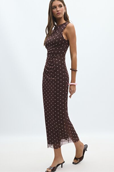 Stradivarius Polka dot tulle sleeveless midi dress