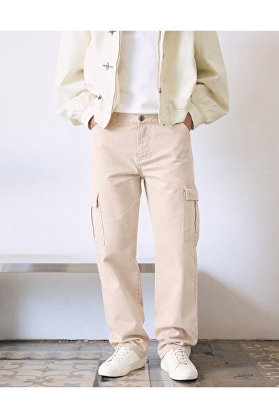 hacker Men's Wide Leg Premium Comfort Beige Cargo Baggy Pants