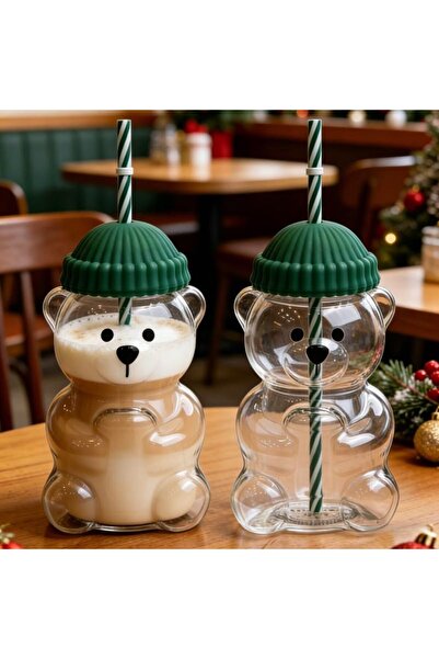 Oyuncaktoys Bearista - Barista Plastik Soğuk Pipetli İçecek Bardağı Sevimli A...
