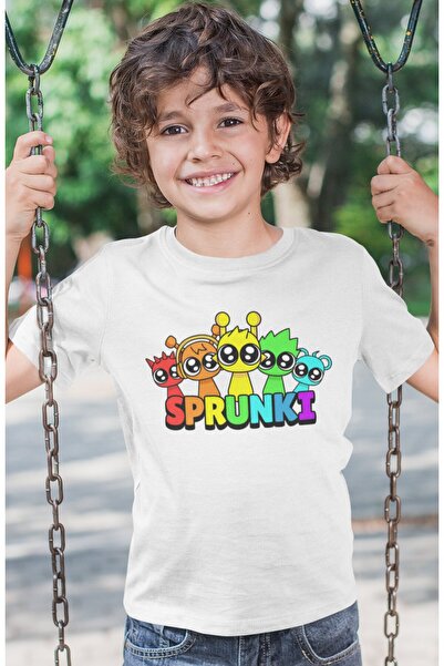 SEVBANO Tricou pentru copii unisex cu imprimeu Sprunki Game (1-12 ANI)