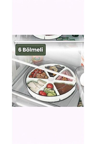 RSC MARKETİM Üçgen Bölmeli Kapaklı 360 Derece Dönen Kahvaltı Sunumluk Seti Beyaz