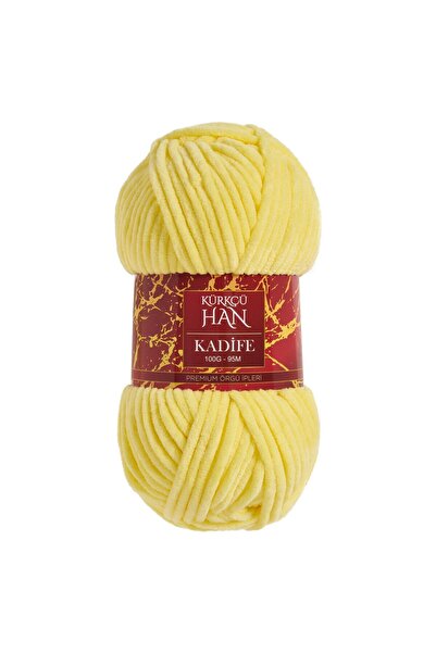 Kürkçü Han Kadife Örgü İpi 50gr %100 Polyester Yumuşak Pofuduk Açık Sarı
