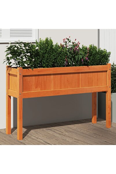 vidaxl Jardiniera gradina cu picioare maro ceruit 110x31x70cm lemn pin