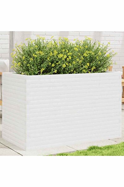 vidaxl Jardiniera de gradina, alb, 110x60x68,5 cm, lemn masiv de pin