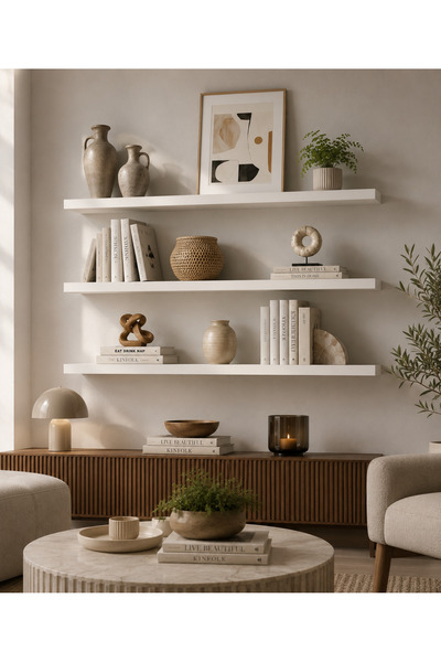UDECCO MOBİLYA Miora 3’lü Duvar Rafı 100x15 cm MDF Raf Seti | Gizli Montajlı ...