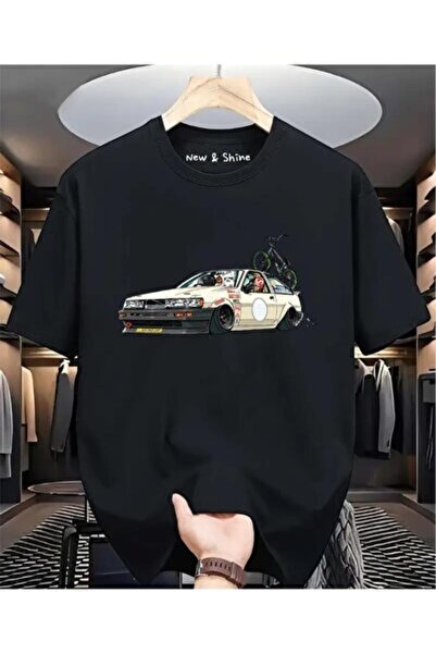 yiou trendy clothing تي شيرت مطبوع عليه سيارة ريترو كبيرة الحجم من سور ساين