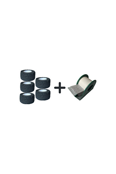 Nextone medikal 5 Adet Siyah 2,5cmx4,5m Cohesive Coban Bandaj + 1 Adet Kağıt ...