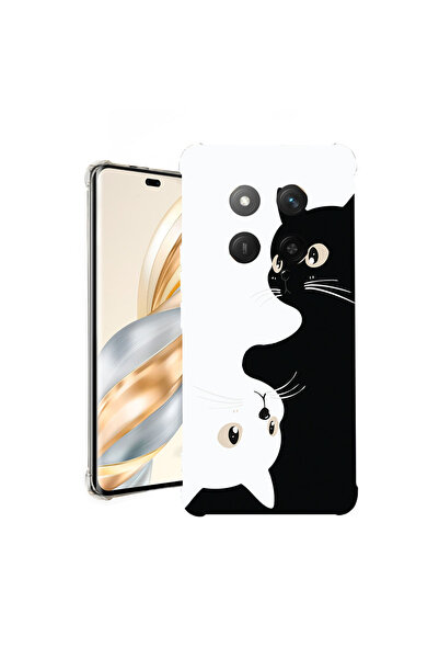 bestcase Αντικραδασμική Θήκη για Honor Magic7 Lite, Μαύρες & Λευκές Γάτες, 19...