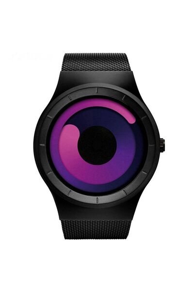 Saat - Siyah Mat Kasa - Siyah Kordon CooL Galaxy S Mor Ekran Unisex
