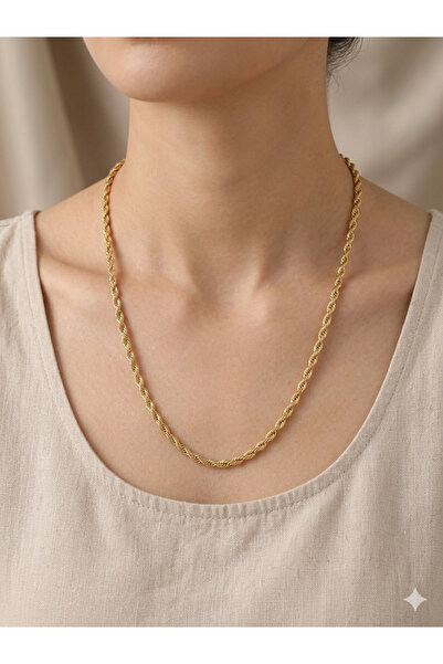 Zihintaşı Atölyesi 316L Stainless Steel Trend Twist Chain Necklace 50cm