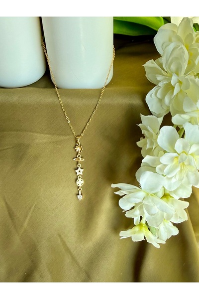 Merishe Jewerly قلادة من الفولاذ المقاوم للصدأ موديل Y مرصعة بحجر نجمة ديزي ا...