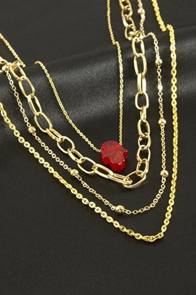 ZERO LAND Ilkeshop Ftm Ana Eli Quadruple Necklace (220740) - Red