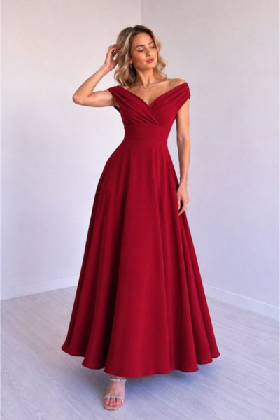 Kokosh moda Kadın Yeni Sezon Belden Oturtmalı Omuzları Açık Kruvaze Yaka Uzun...