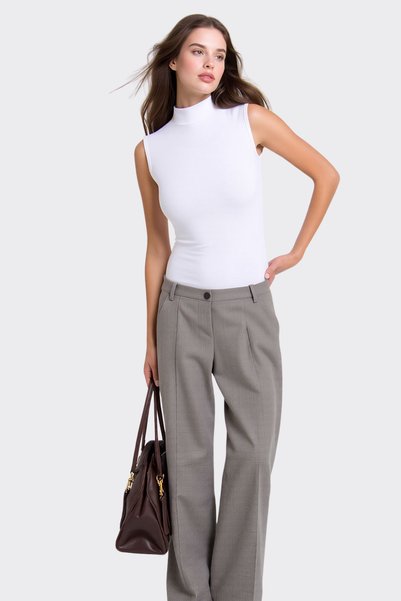 Pearlune Women's Half Turtleneck Zero Sleeve 2-Piece Basic Body Undershirt - 95% Cotton Soft & Breathable Fabric
