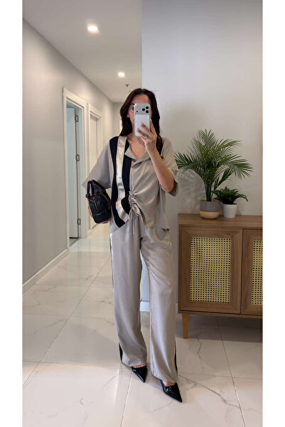 BİRCANÇİL Vollida Beige Adjustable Drawstring Colorblock Set