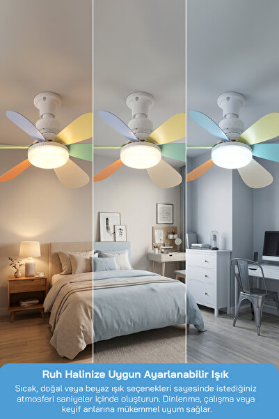 Sinbo SF-7708 3 LED Aydınlatmalı Sessiz Tavan Vantilatörü Kumandalı 6 Kanatlı