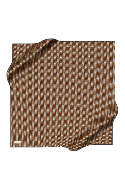 Pierre Cardin وشاح حريري من الساتان الكريب باللون البني مقاس 90×90