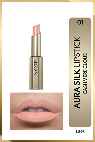 NOTE Aura Silk Lipstick 01 Cashmere Cloud Kremsi Yarı Parlak Ruj - Nude