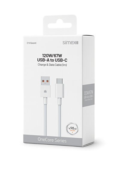 Simex 67W / 120W Xiaomi Uyumlu Type-C 6A Turbo Hızlı Şarj Kablosu 1 Metre CE ...