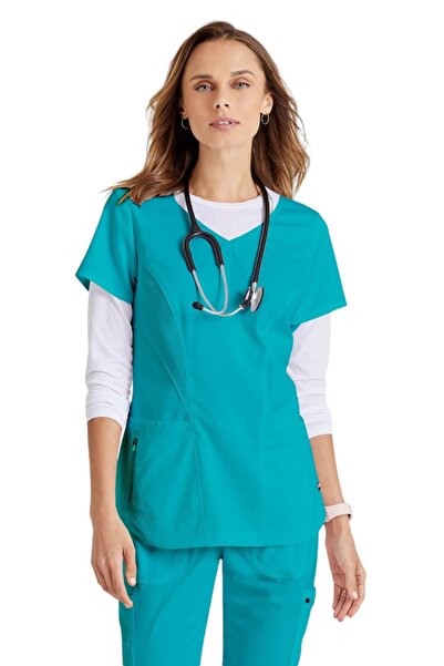 Barco Grey's Anatomy by Carly Bluză medicală elastică pentru femei, Teal (GRS...