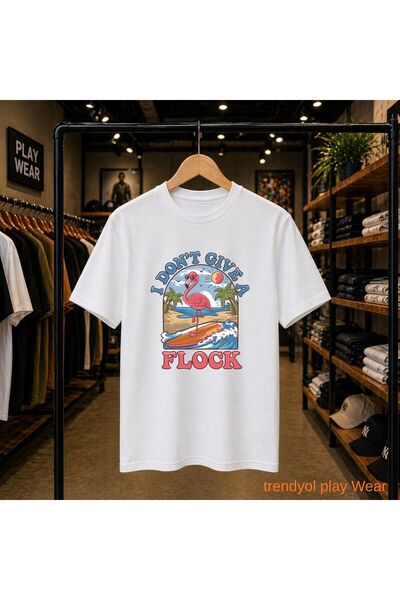 playwear Tricou I Dont Gıvea Flock cu imprimeu pe piept, 100% bumbac, supradi...