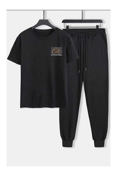 LAVİTTA Fashionable casual set: comfortable cut black trousers with a colored...