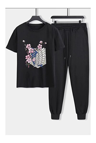 LAVİTTA Fashionable casual set: comfortable cut black trousers with a colored...