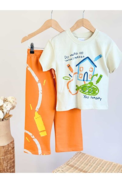 Pinkitokids Unisex Painting Printed T-Shirt and Sweatpants Set
