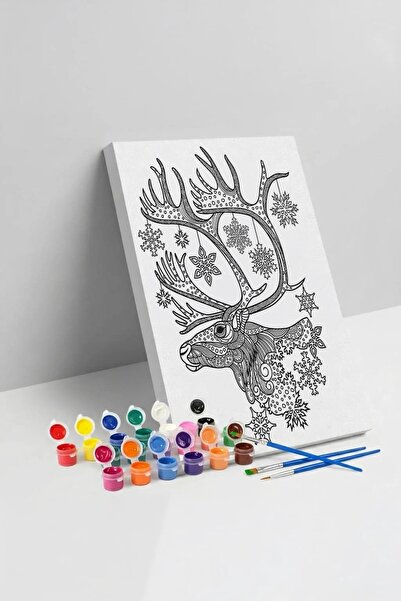 Yatinks Geyik Desenli Mandala Tuval Boyama Seti 40x50 cm