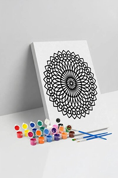 Yatinks Oval Çiçek Mandala Tuval Boyama Seti 40x50 cm