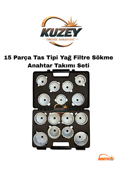 Kuzey OTO APARAT 15 Parça Tas Tipi Yağ Filtre Sökme Anahtar Takımı Seti