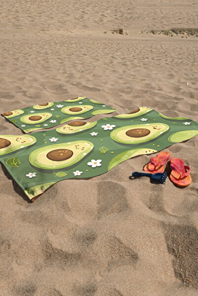 SWARIUS 2-Piece Beach Towel Set Large + Small (80X160 & 50X90 cm) Avocado Pri...