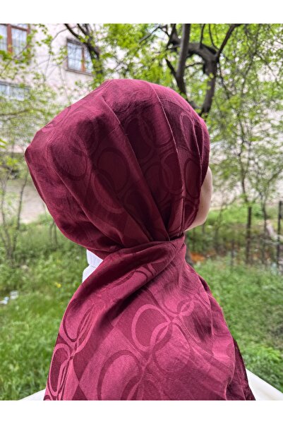 shalby Hijab Cotton Soft Textured Big Loop Pattern Jacquard Shawl Burgundy