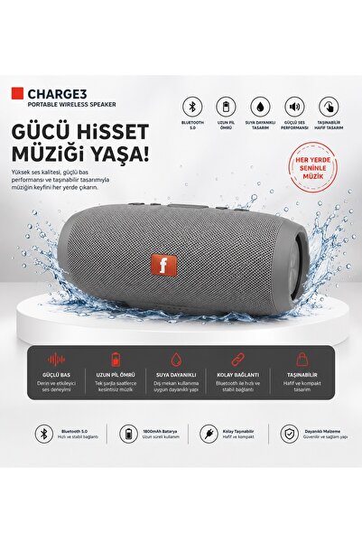 Tastech Charge3 Bluetooth Hoparlör Usb ve Hafıza Kartı Girişli Fm Radyolu Şar...