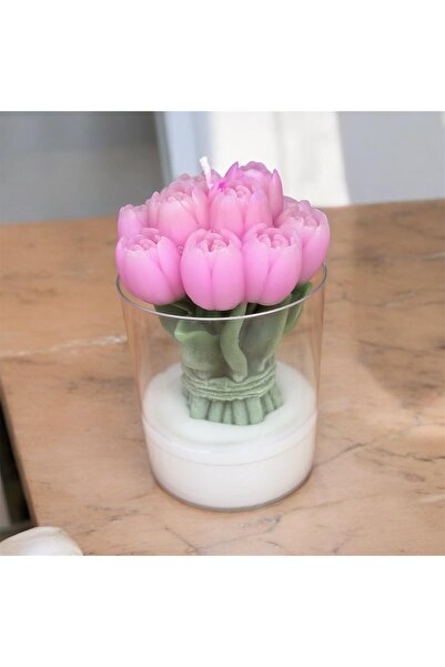 Lumera Candle Bardak lale Çiçek demeti el yapımı kokulu dekoratif hediyelik mum