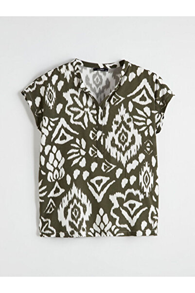 LC Waikiki Croc Collar Patterned Blouse