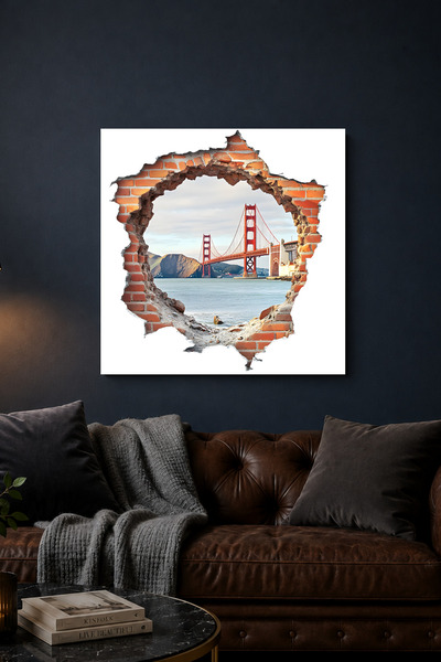 Lucena Pictură metalică 3D Podul Golden Gate Decor de perete tematic San Fran...