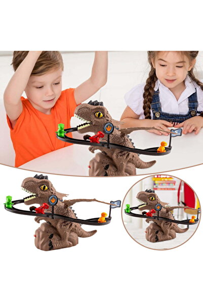 Donix Set de jucării cu pistă pentru dinozauri Jucărie tobogan cu dinozauri c...