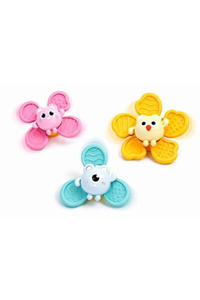 PinkBlue Set 3 jucarii spinner cu ventuza pentru bebelusi zornaitoare, dentit...