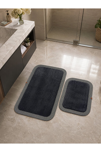 MELENA CARPET Premium Plush Jute Edge Detailed Non-Slip Base 2-Piece Bath Mat...